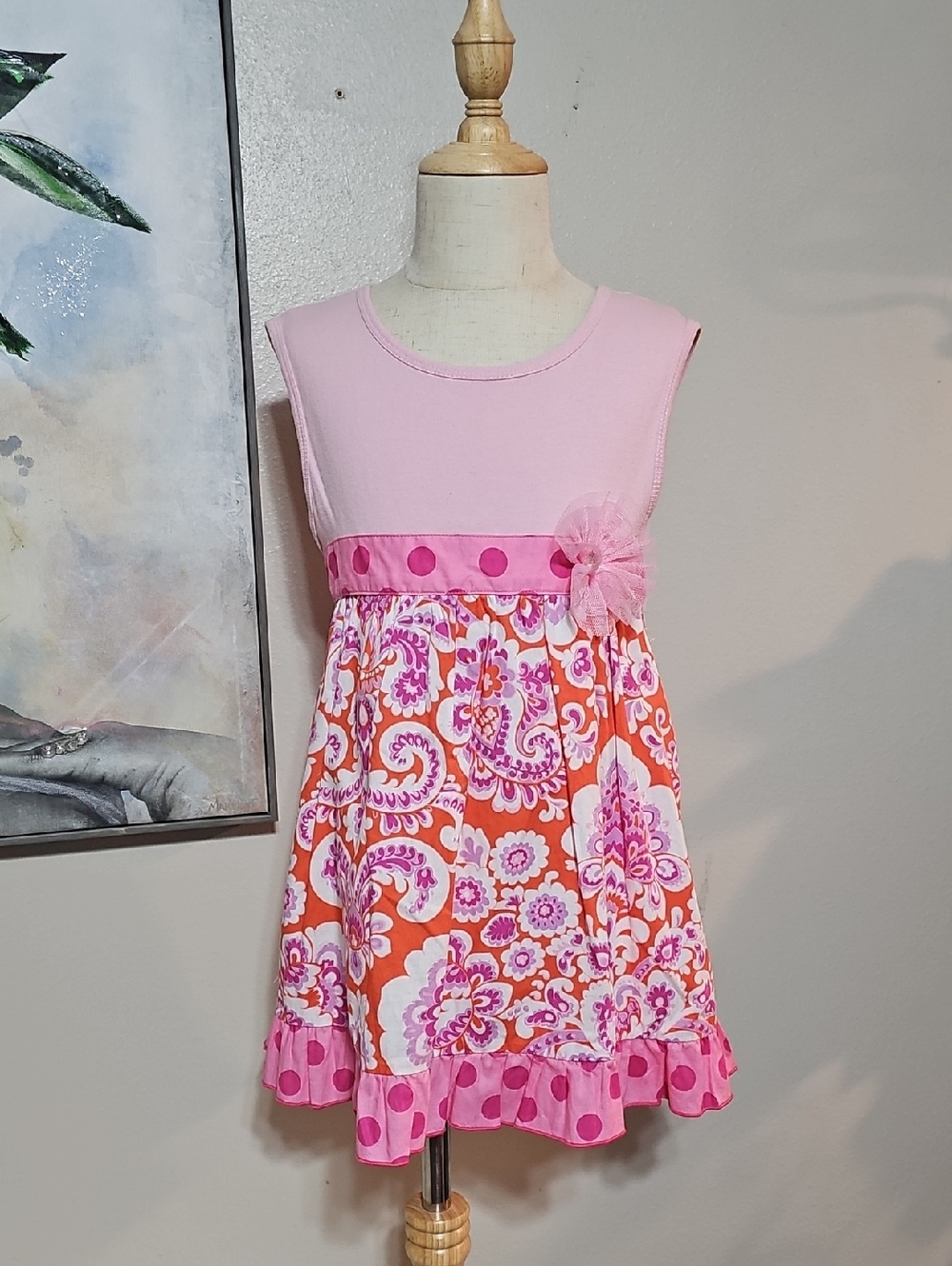 🌸 Ann Loren Paisley Floral Ruffle Dress Size 7/8